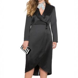 ELOQUII Studio Tuxedo Dress in Satin